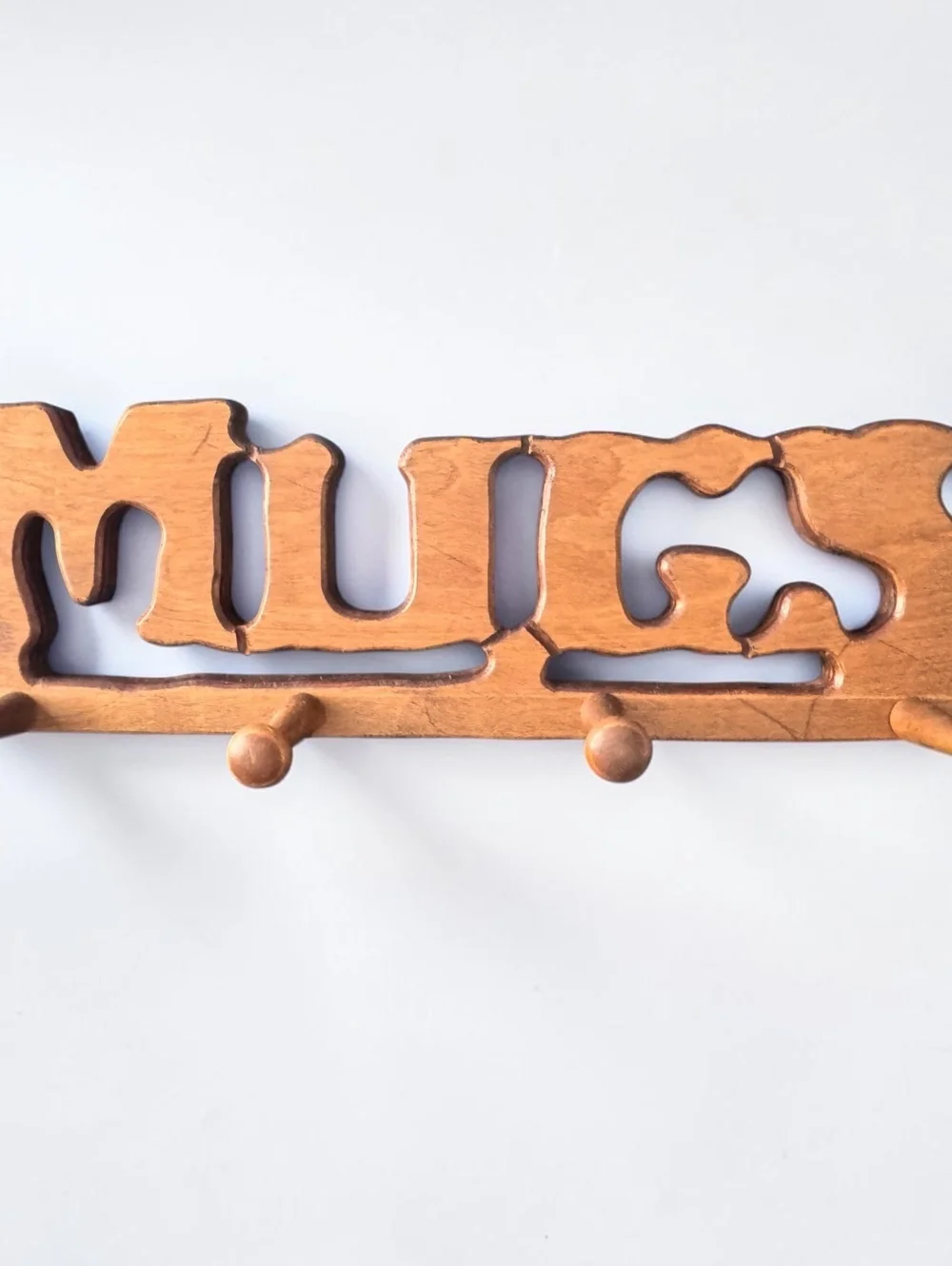 Vintage Handcrafted Wooden MUGS Wall Rack by Roger Beebe – Folk Art Mug Holder